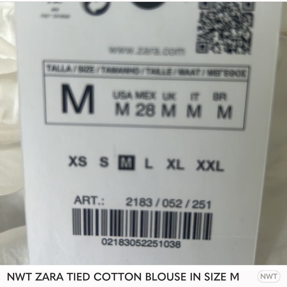 NWT cotton zara blouse - Picture 4 of 5